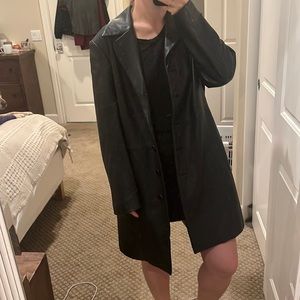 arms leather trench coat